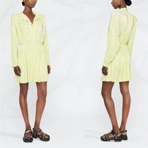 New ROTATE BIRGER CHRISTENSEN Ivy Pleated Mini Dress In Sunny Lime Size 0